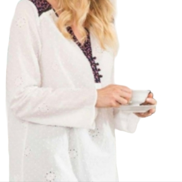 Matilda Jane long Sleeve white eyelet top roses on top xs - Picture 8 of 11